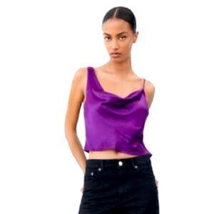 NWT Zara Satin Cami Cropped Top  S